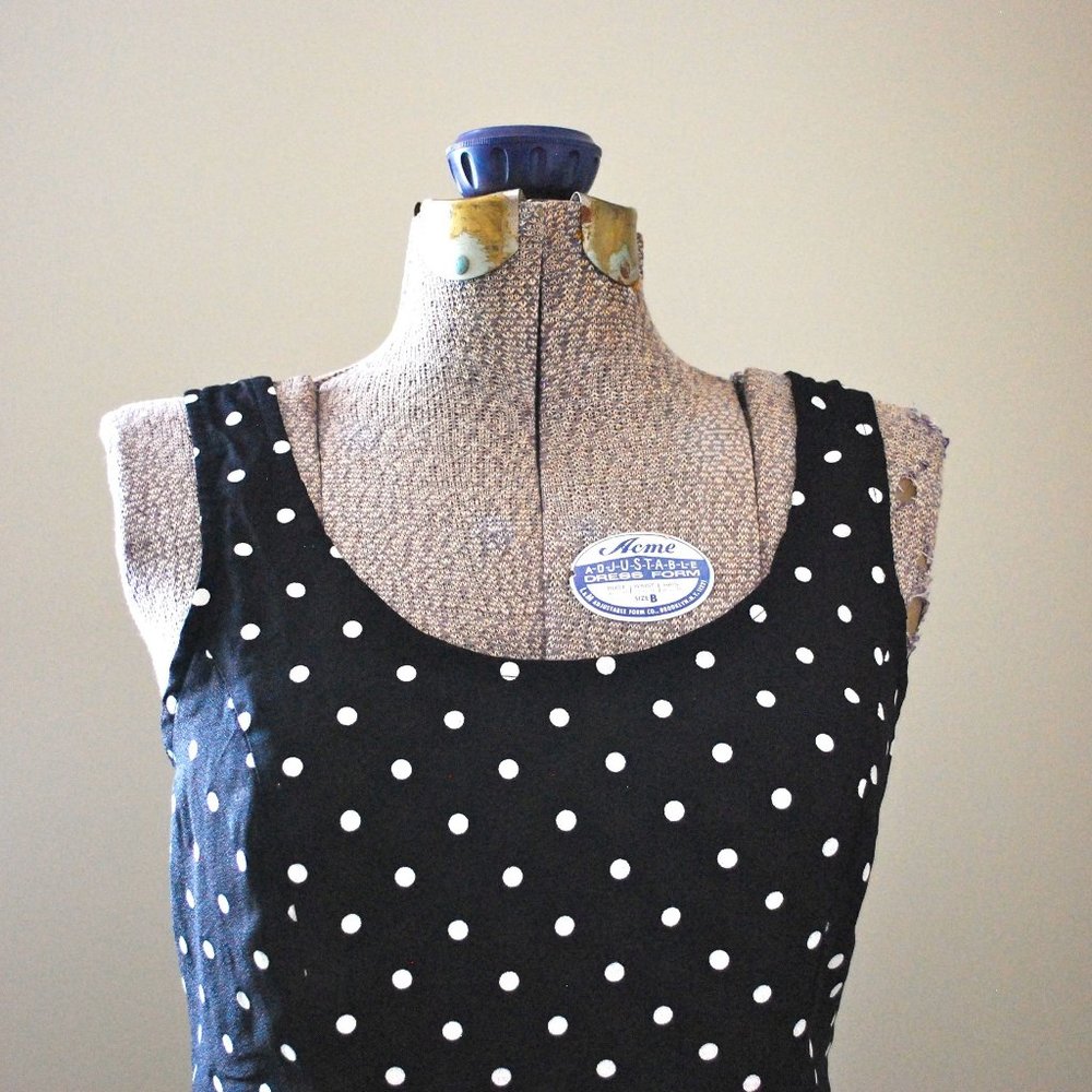 90s black and white polka dot mini dress (S/M)